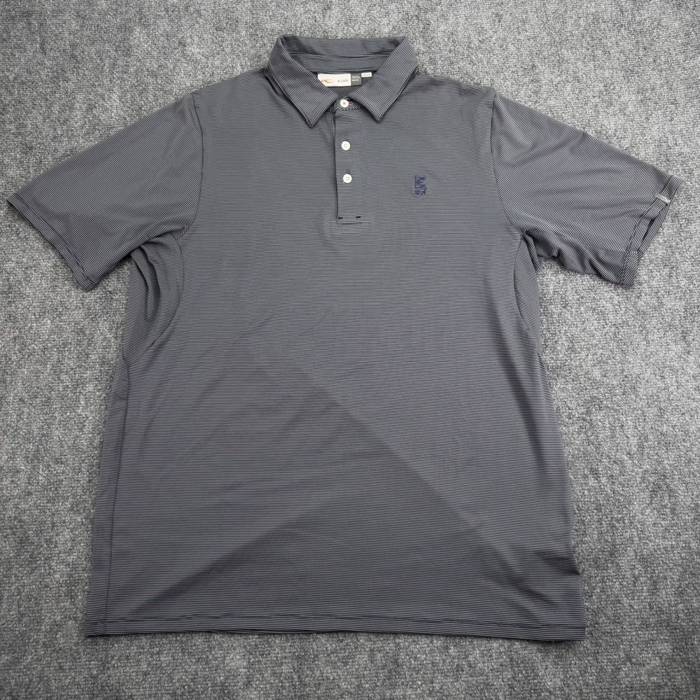 Kjus Polo Shirt Men Medium Gray Navy Stripe Performance Exmoor Country Club 1896 - Picture 5 of 14